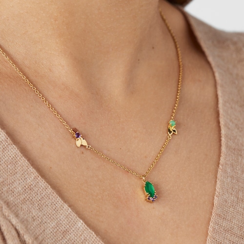 Colar Fragile Nature em Prata vermeil e Pedras preciosas