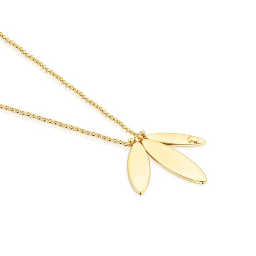 Collar Fragile Nature laurel con baño de oro 18 kt sobre plata