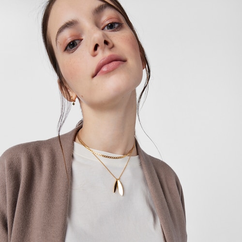 Collar Fragile Nature laurel con baño de oro 18 kt sobre plata