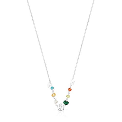 Silver Fragile Nature Necklace with Gemstones image number 0