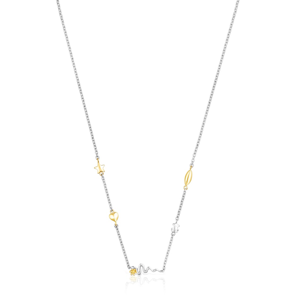 Gold colored IP Steel Fragile Nature charm Necklace
