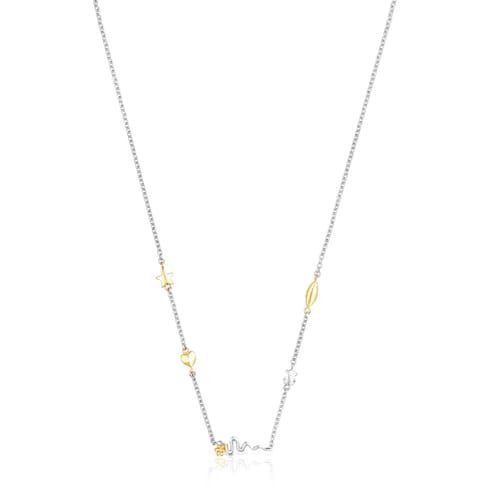 Collar motivos de acero/IP dorado Fragile Nature image number 0