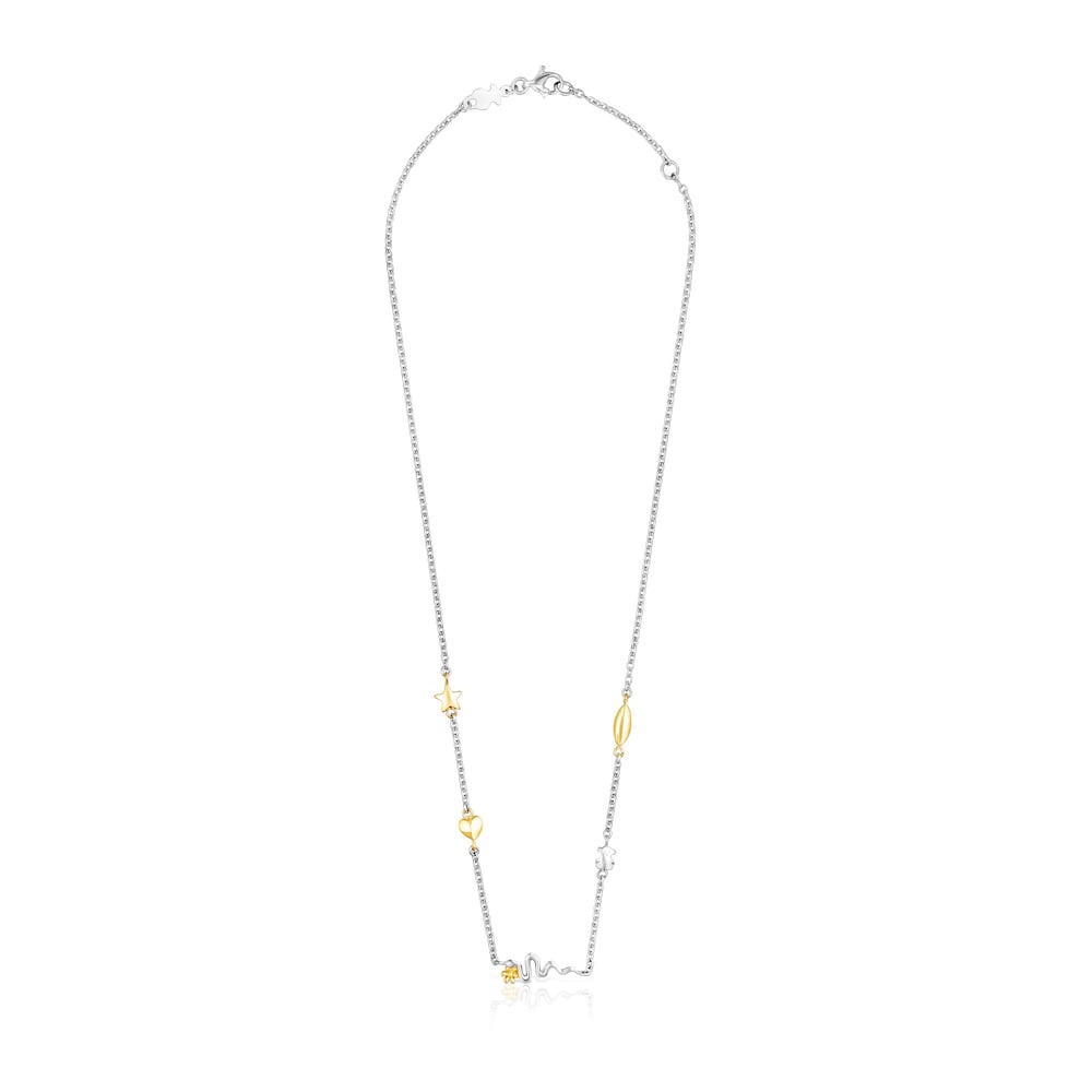 Gold colored IP Steel Fragile Nature charm Necklace