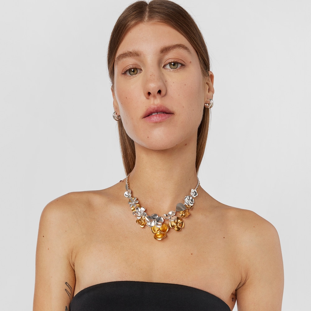 Silver Fragile Nature flowers Necklace