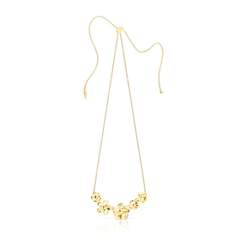 Long Silver Vermeil Fragile Nature flowers Necklace