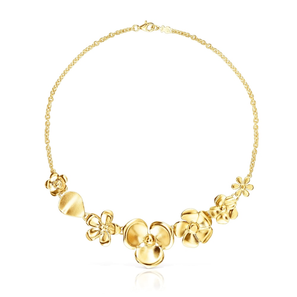 18K gold vermeil Fragile Nature flowers Necklace