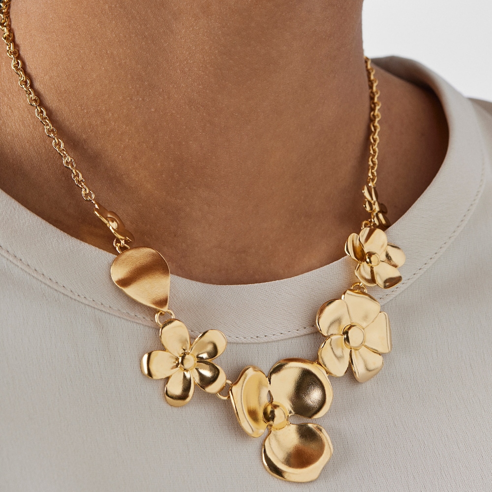 18K gold vermeil Fragile Nature flowers Necklace