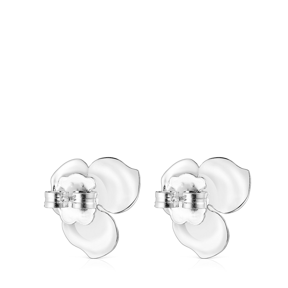Aretes peque&ntilde;os Fragile Nature flor de plata y perla