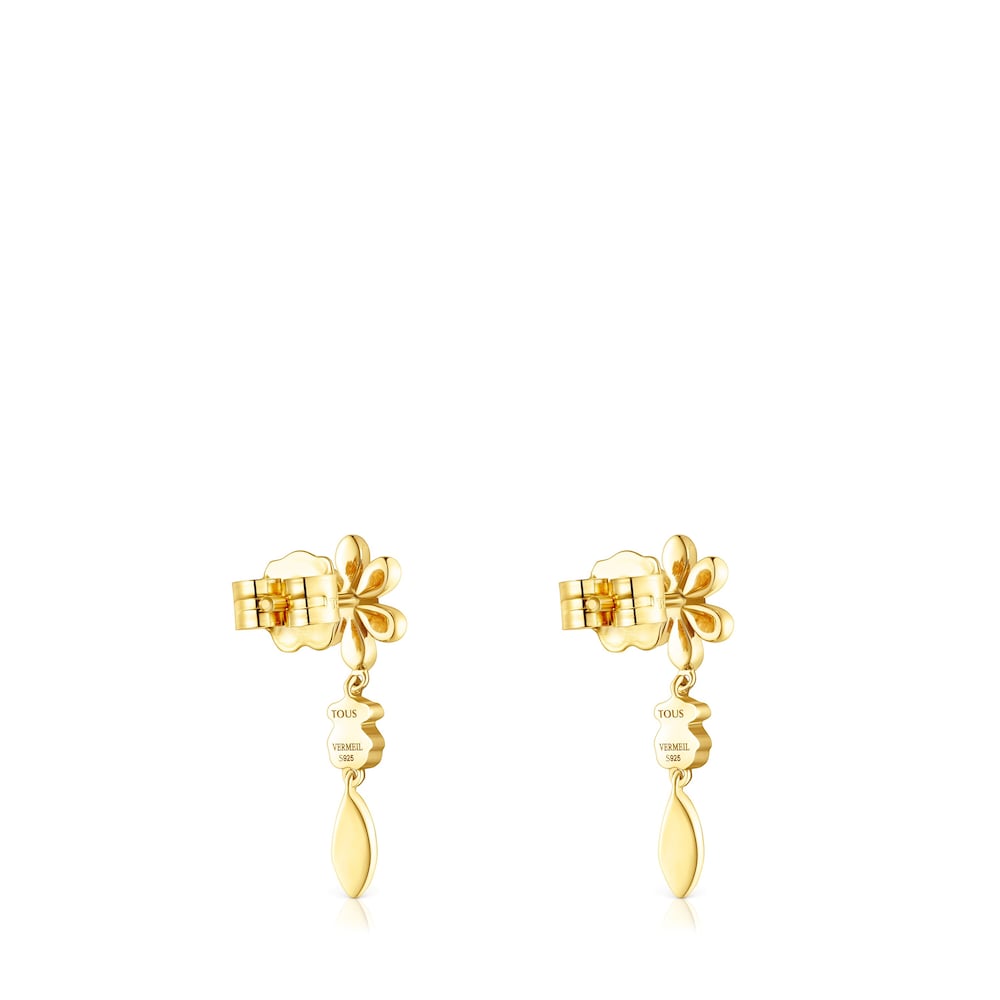 Short 18K gold vermeil Fragile Nature Earrings with Malachite