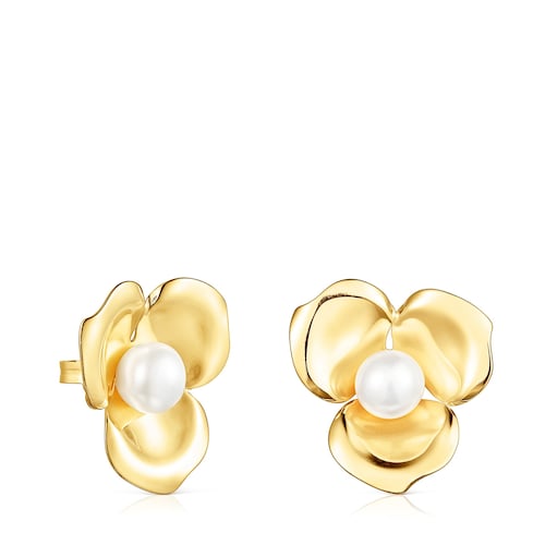 18K gold vermeil Fragile Nature petals Earrings with Pearl