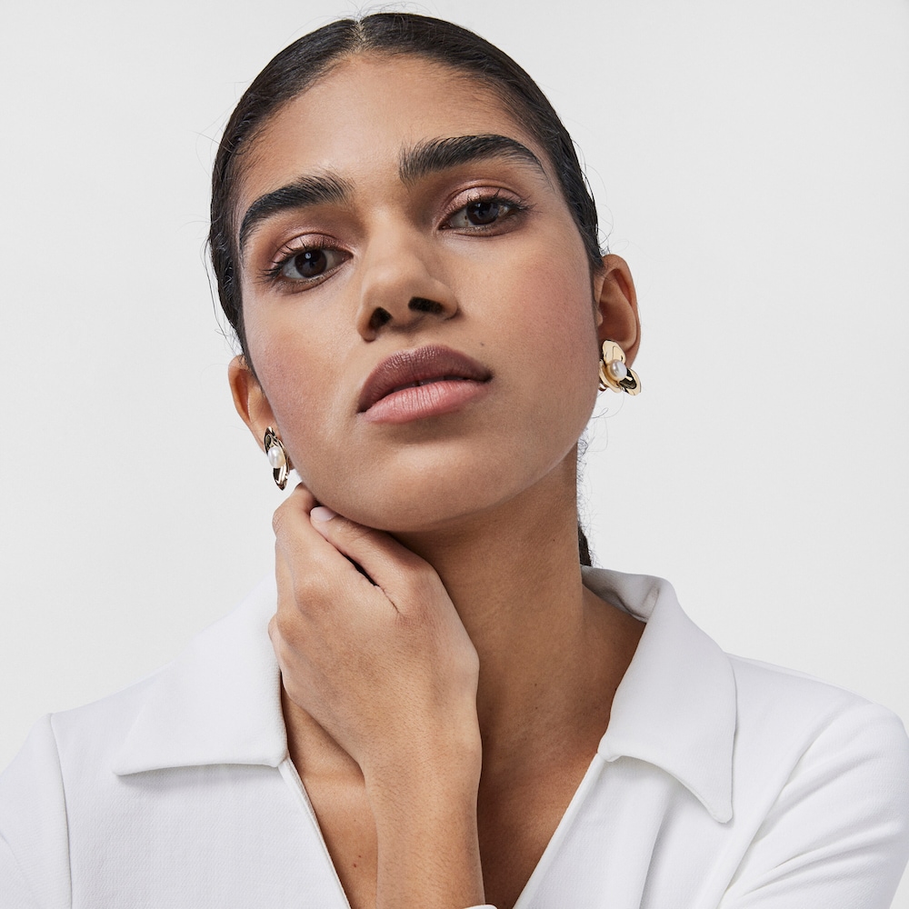 18K gold vermeil Fragile Nature petals Earrings with Pearl