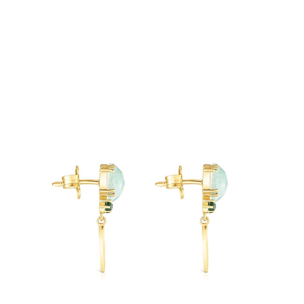 18K gold vermeil Fragile Nature Earrings with Amazonite and Malachite