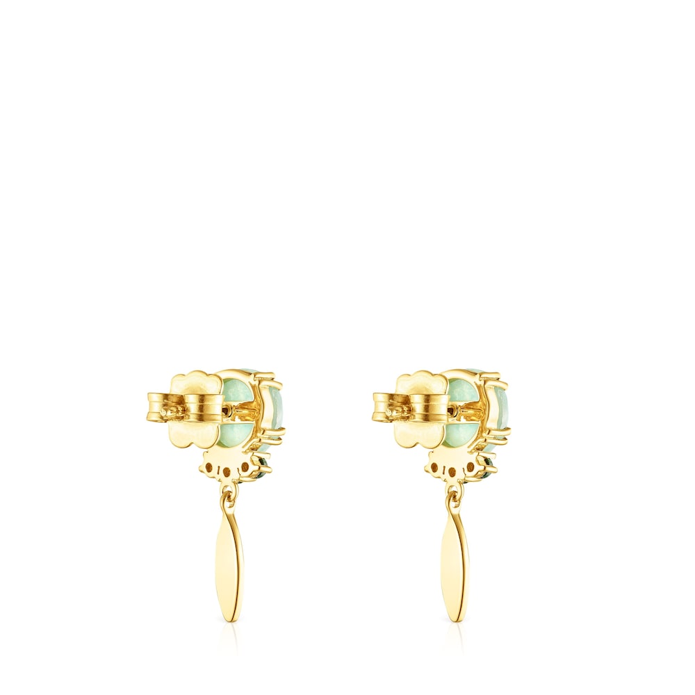 18K gold vermeil Fragile Nature Earrings with Amazonite and Malachite
