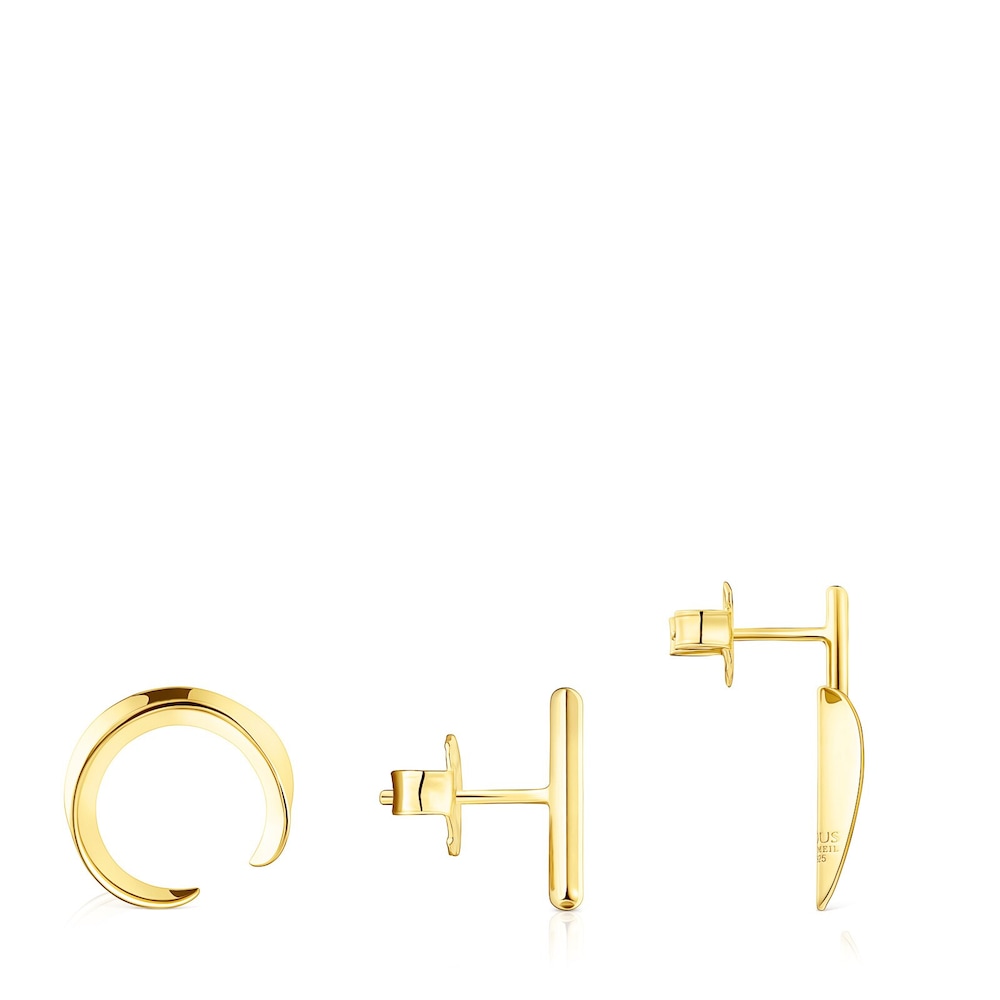 Pack de Aretes Fragile Nature con ba&ntilde;o de oro 18 kt sobre plata