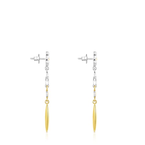 Long gold colored IP Steel Fragile Nature Earrings