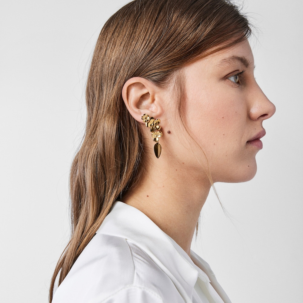 Brincos curtos Fragile Nature em Prata vermeil