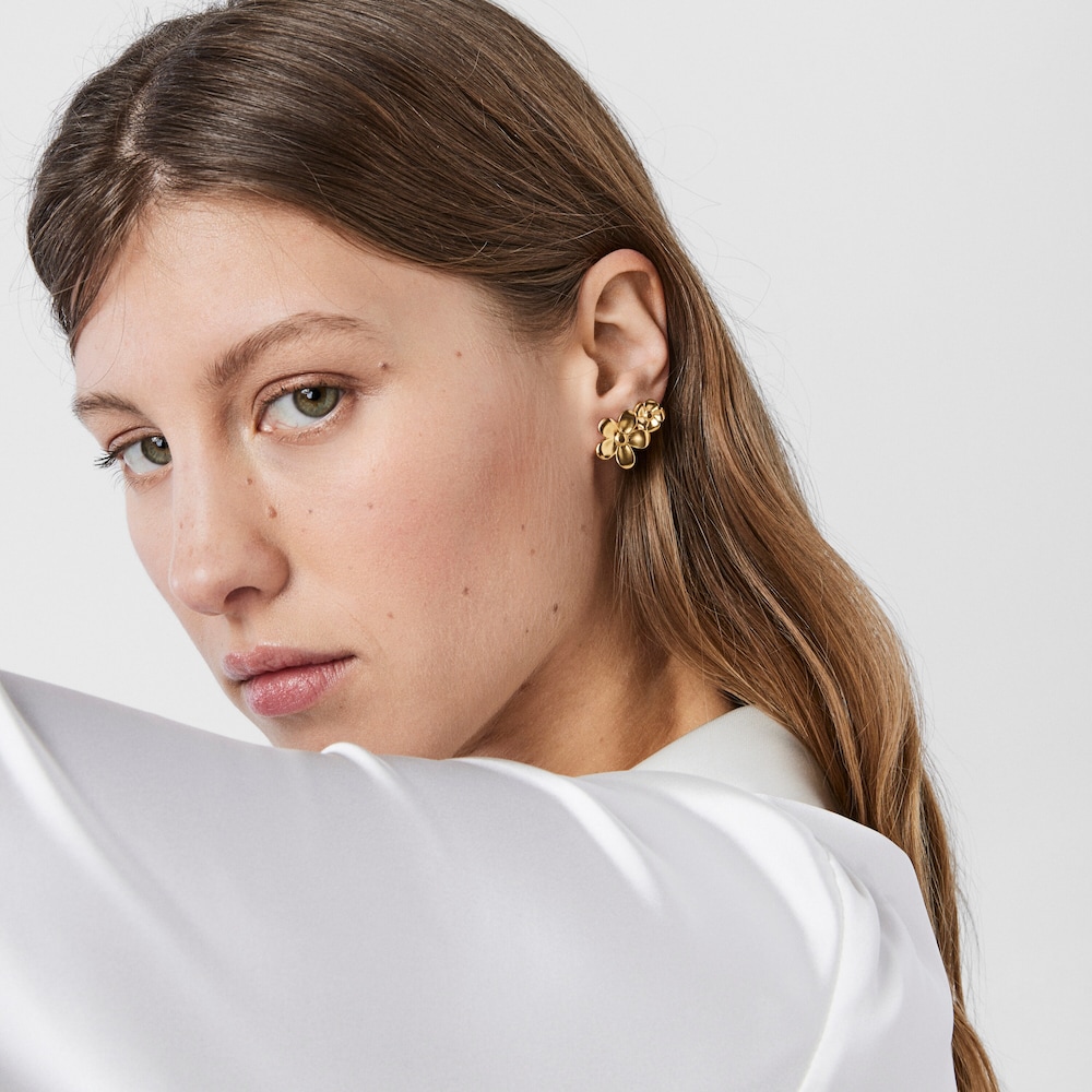 Brincos curtos Fragile Nature em Prata vermeil