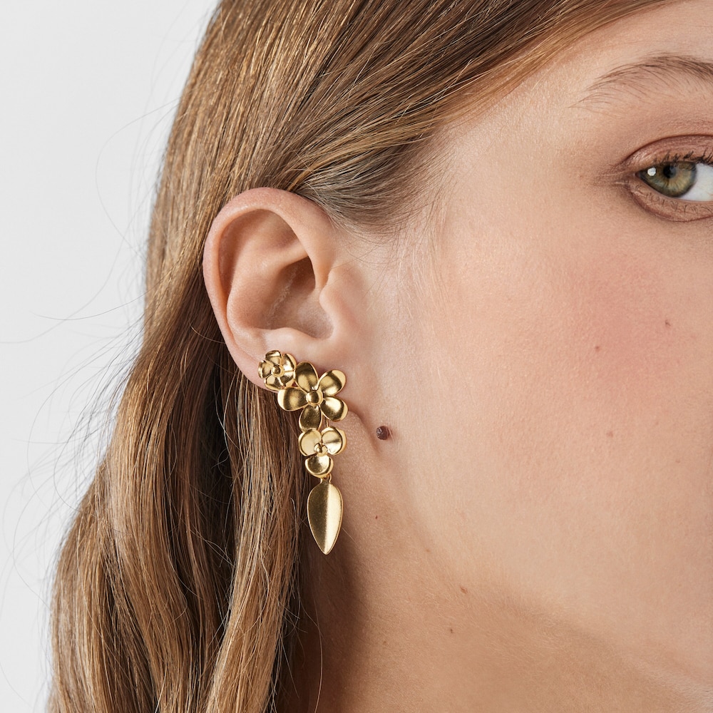 Brincos curtos Fragile Nature em Prata vermeil