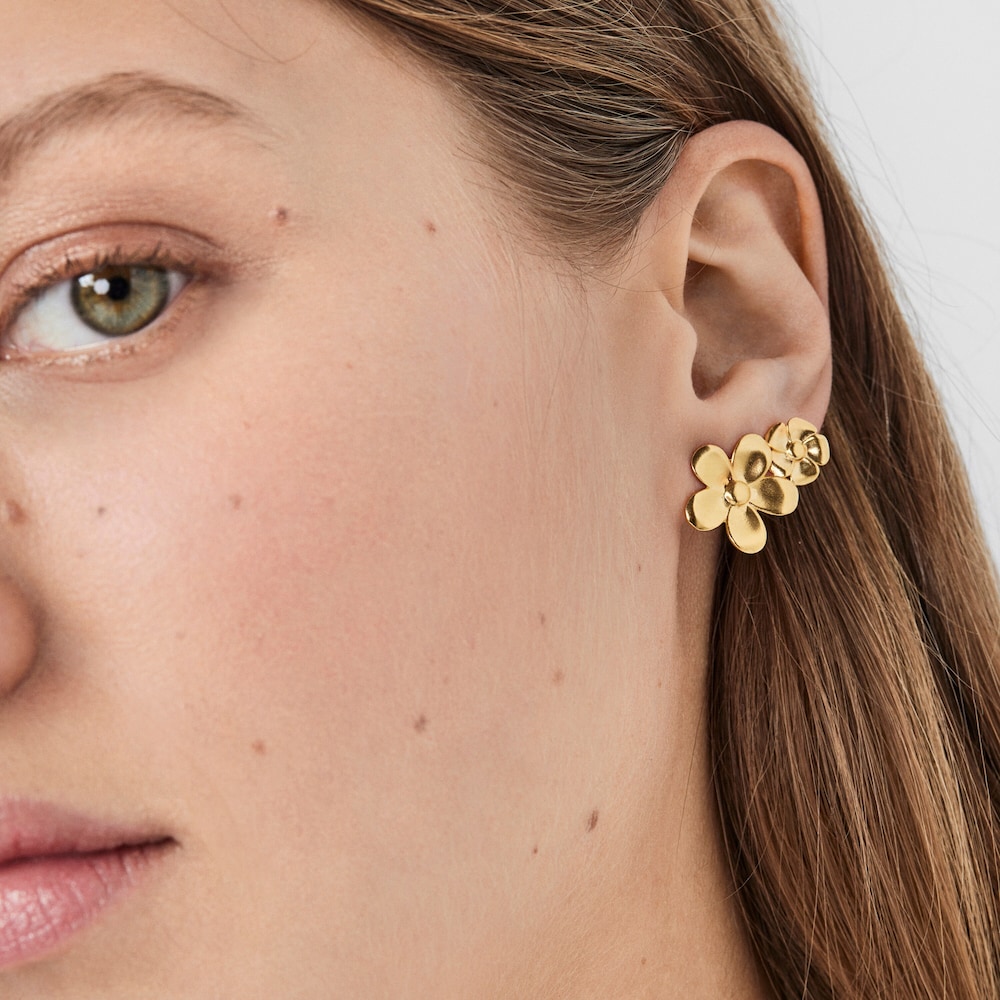 Brincos curtos Fragile Nature em Prata vermeil