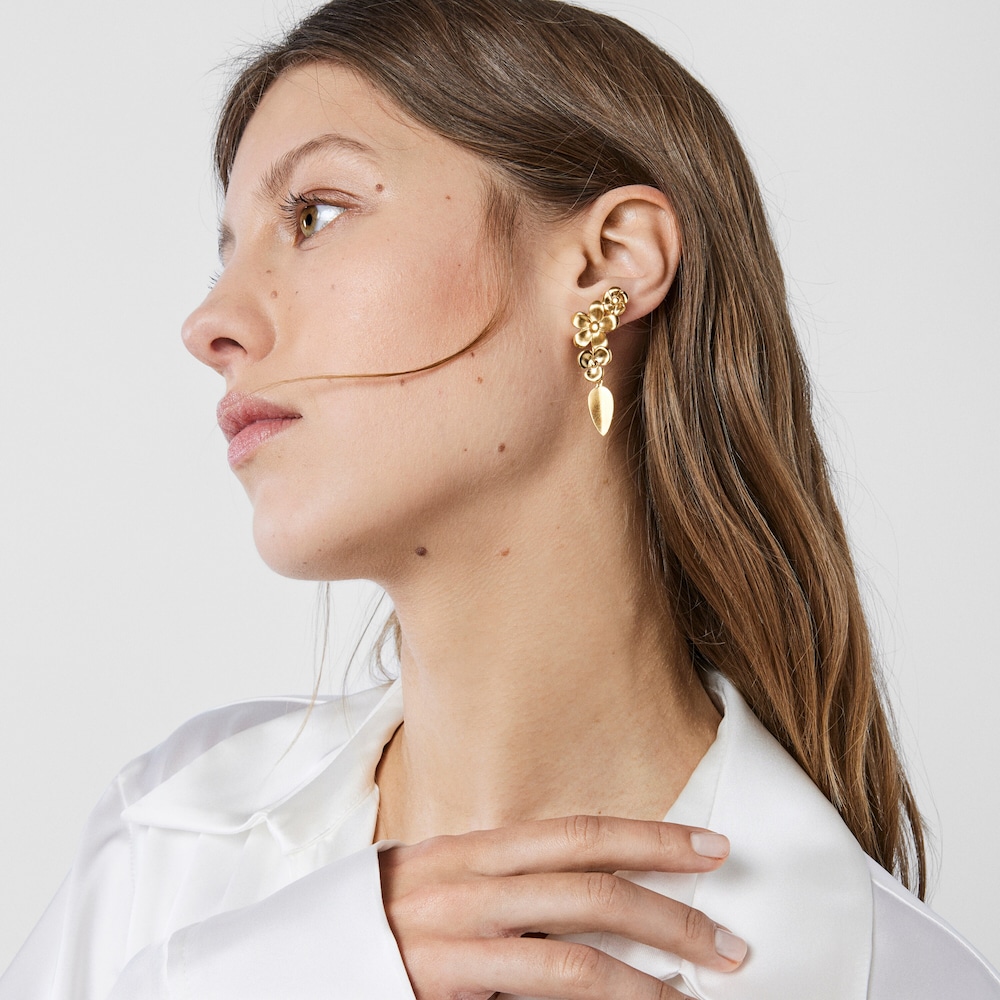 Brincos curtos Fragile Nature em Prata vermeil