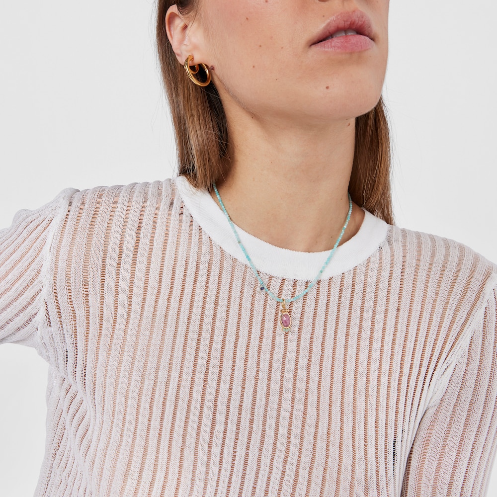 18K gold vermeil Fragile Nature Pendant with Gemstones