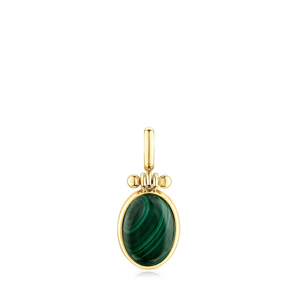 18K gold vermeil Fragile Nature Pendant with Malachite