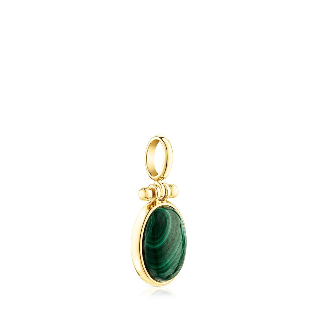 18K gold vermeil Fragile Nature Pendant with Malachite
