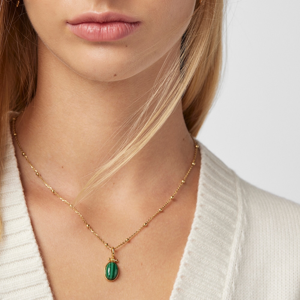 18K gold vermeil Fragile Nature Pendant with Malachite