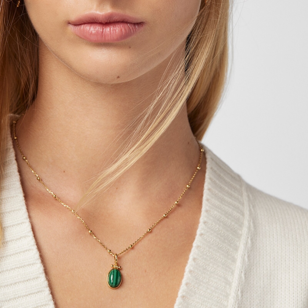 18K gold vermeil Fragile Nature Pendant with Malachite