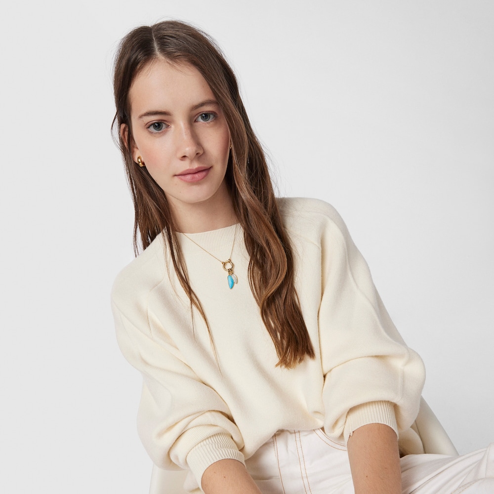 Colgante hoja con ba&ntilde;o de oro 18 kt sobre plata y magnesita Fragile Nature