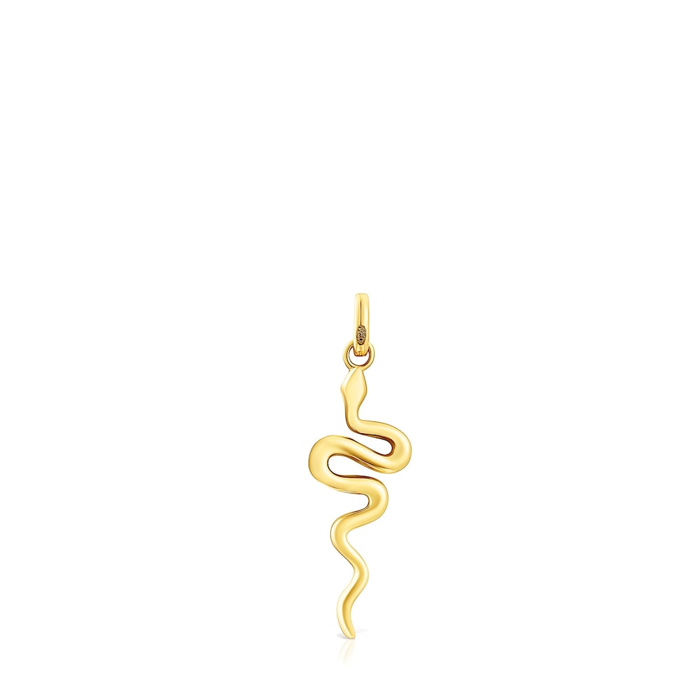 Dije Fragile Nature serpiente con ba&ntilde;o de oro 18 kt sobre plata