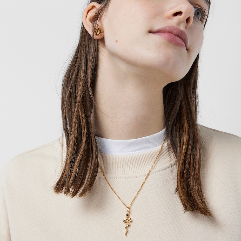 Dije Fragile Nature serpiente con ba&ntilde;o de oro 18 kt sobre plata