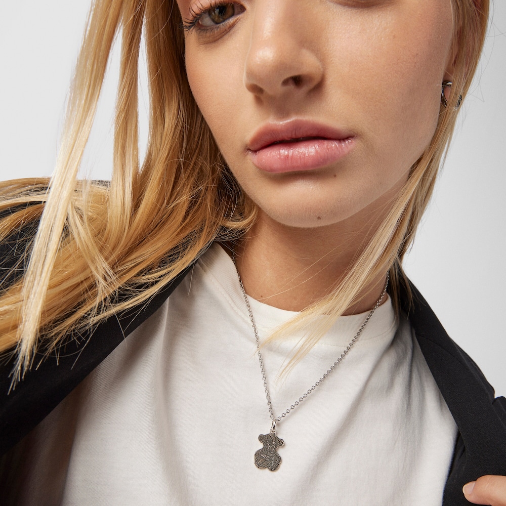 Small oxidized Silver Fragile Nature Pendant