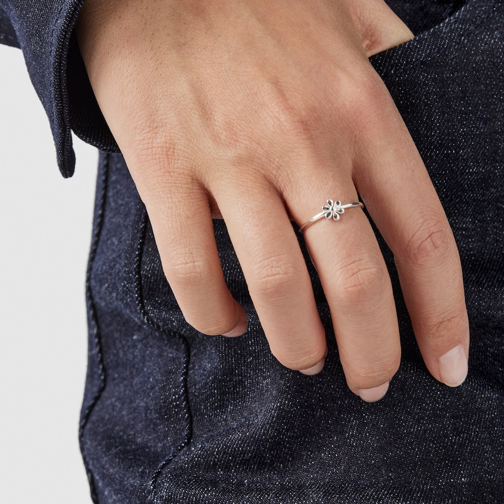 Anillo flor de plata Fragile Nature