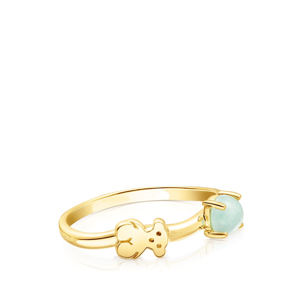 18K gold vermeil Fragile Nature Ring with Amazonite