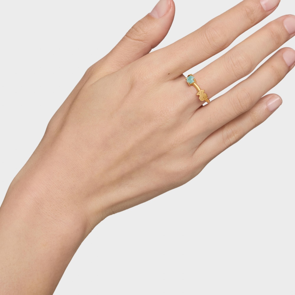 18K gold vermeil Fragile Nature Ring with Amazonite