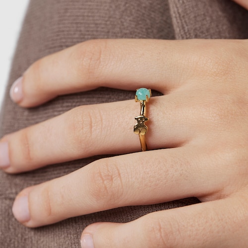 Silver Vermeil Fragile Nature Ring with Amazonite