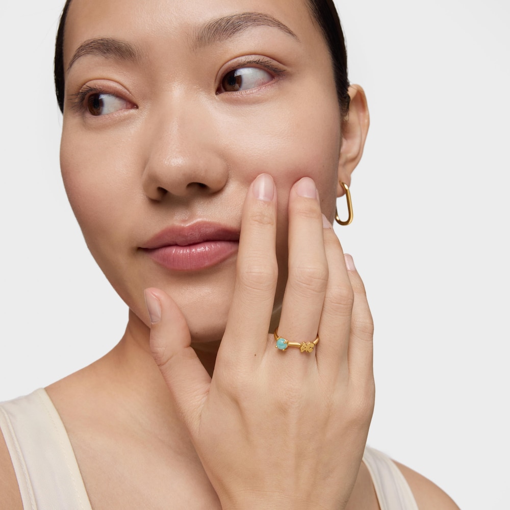 18K gold vermeil Fragile Nature Ring with Amazonite