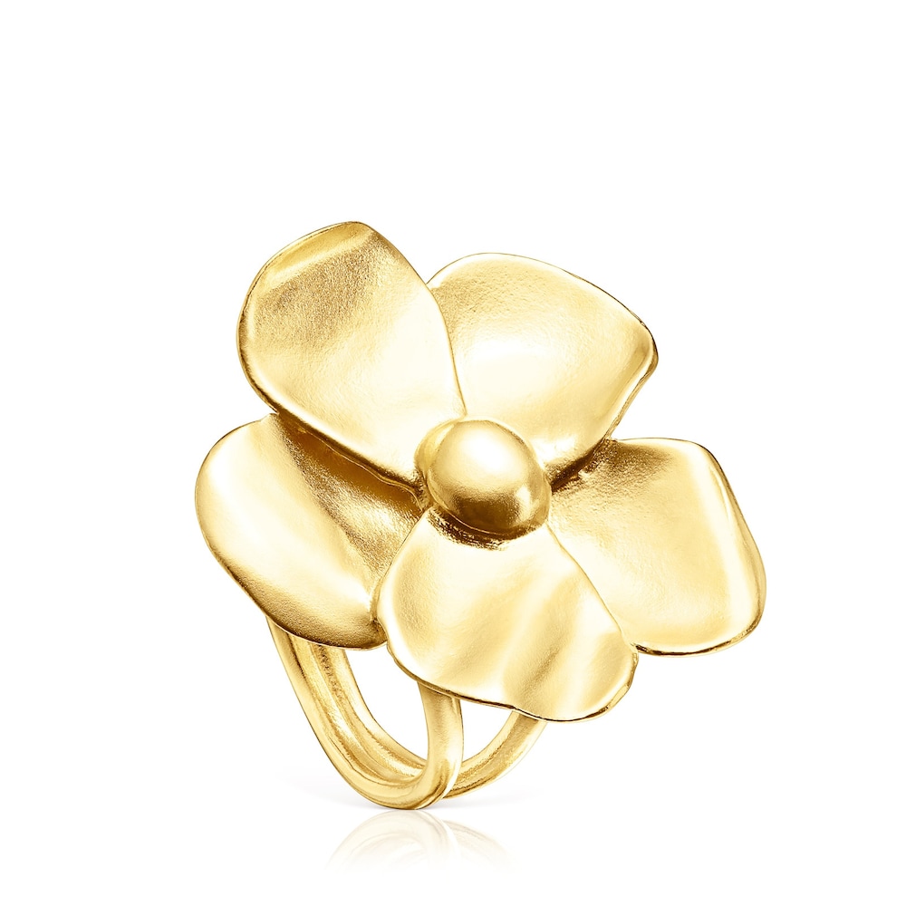 Anillo flor de plata vermeil Fragile Nature