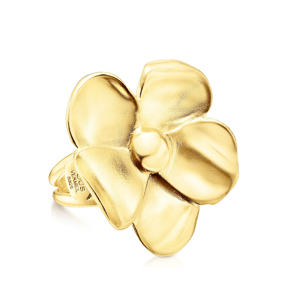 Anillo flor de plata vermeil Fragile Nature