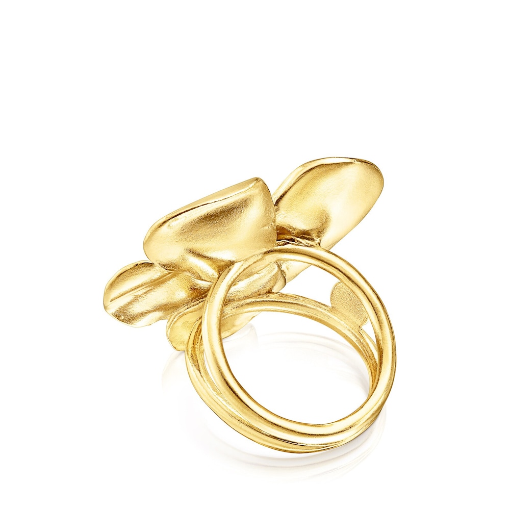 Anillo flor de plata vermeil Fragile Nature