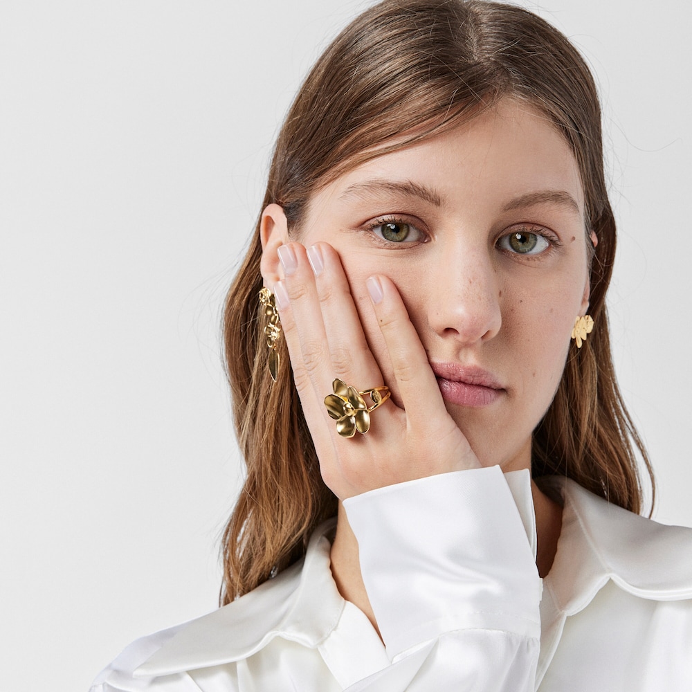 Anillo flor de plata vermeil Fragile Nature