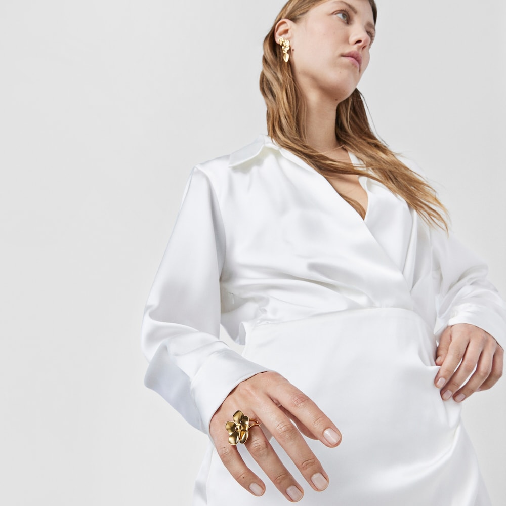 Anillo flor de plata vermeil Fragile Nature