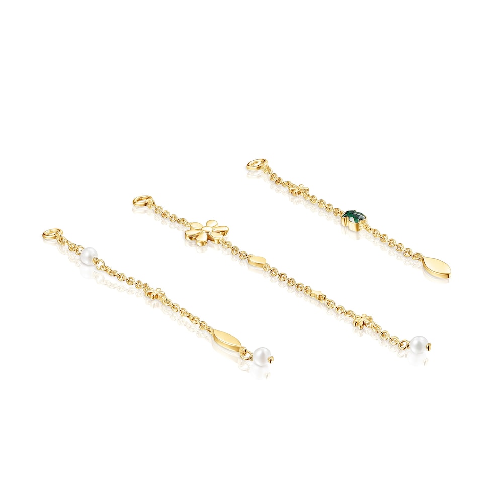 Set of 18K gold vermeil Fragile Nature Extensions with Gemstones