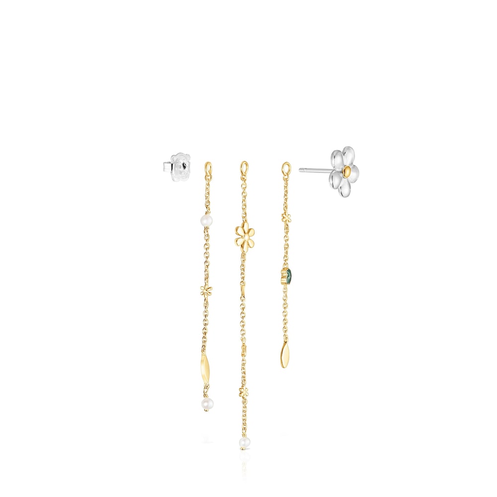 Set of 18K gold vermeil Fragile Nature Extensions with Gemstones