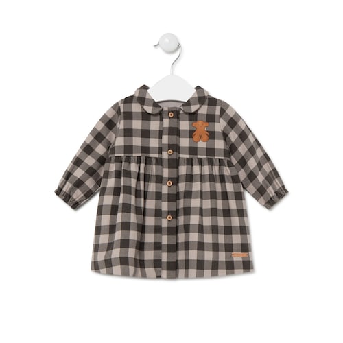 Vestido aos quadrados Brown Castanho