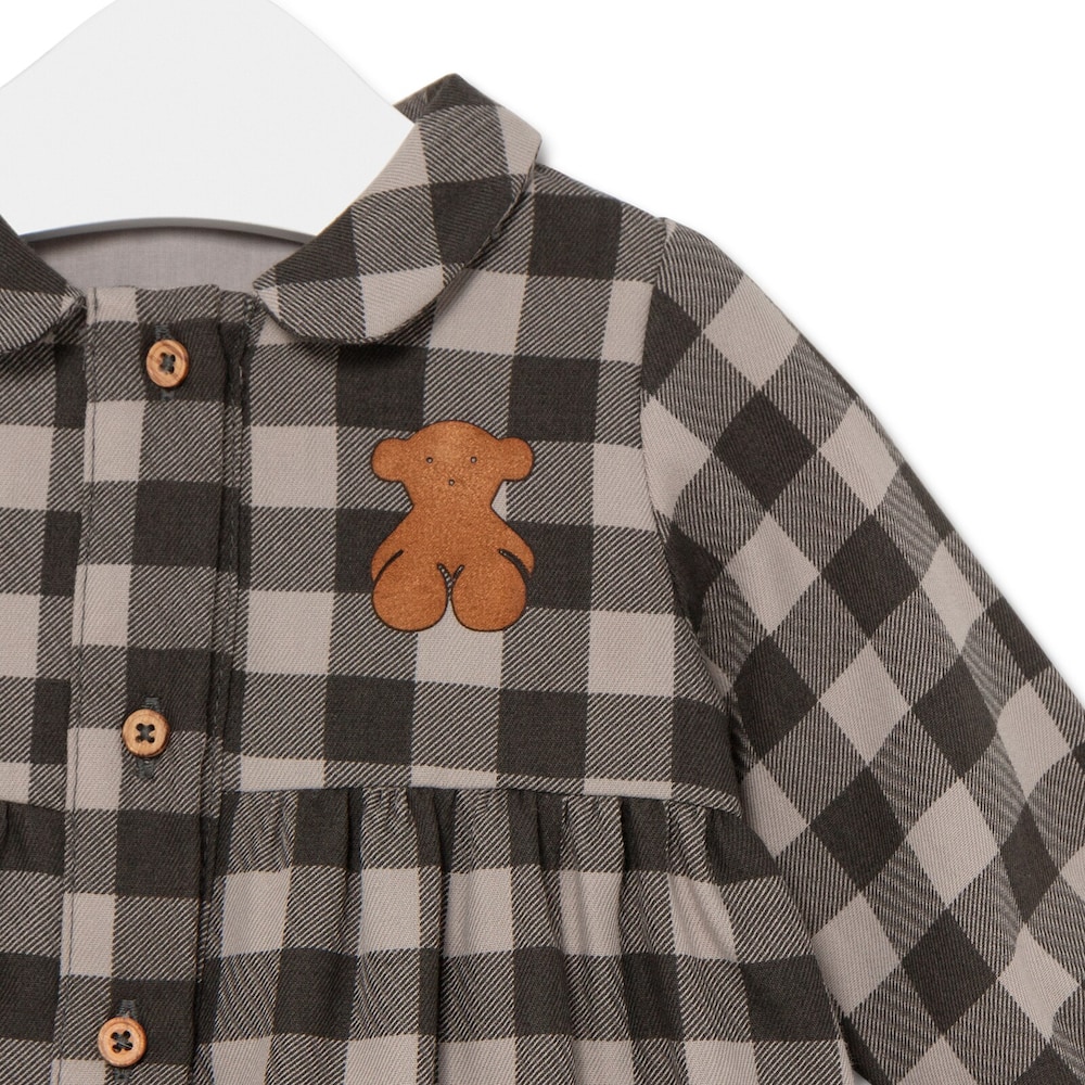 Vestido aos quadrados Brown Castanho