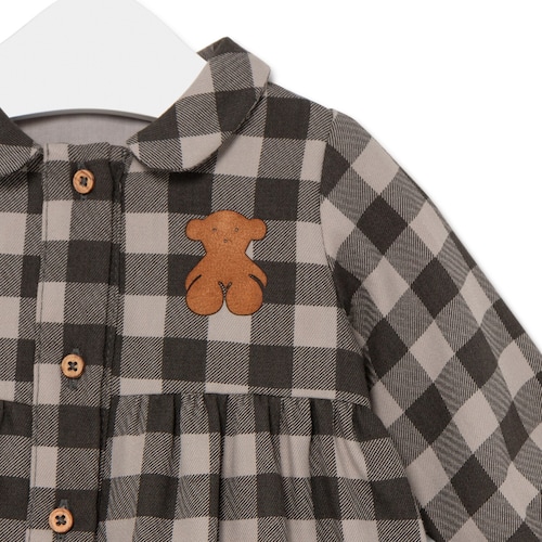 Vestido aos quadrados Brown Castanho