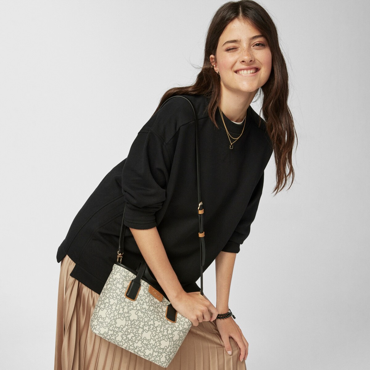 Small black and beige Kaos Mini Tote bag