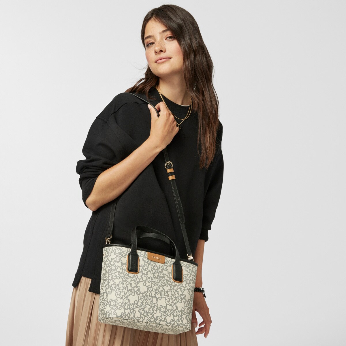 Small black and beige Kaos Mini Tote bag